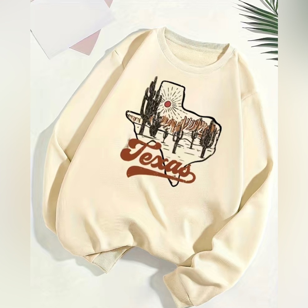 (New) Vintage texas Print Sweatshirt long sleeve Crewneck